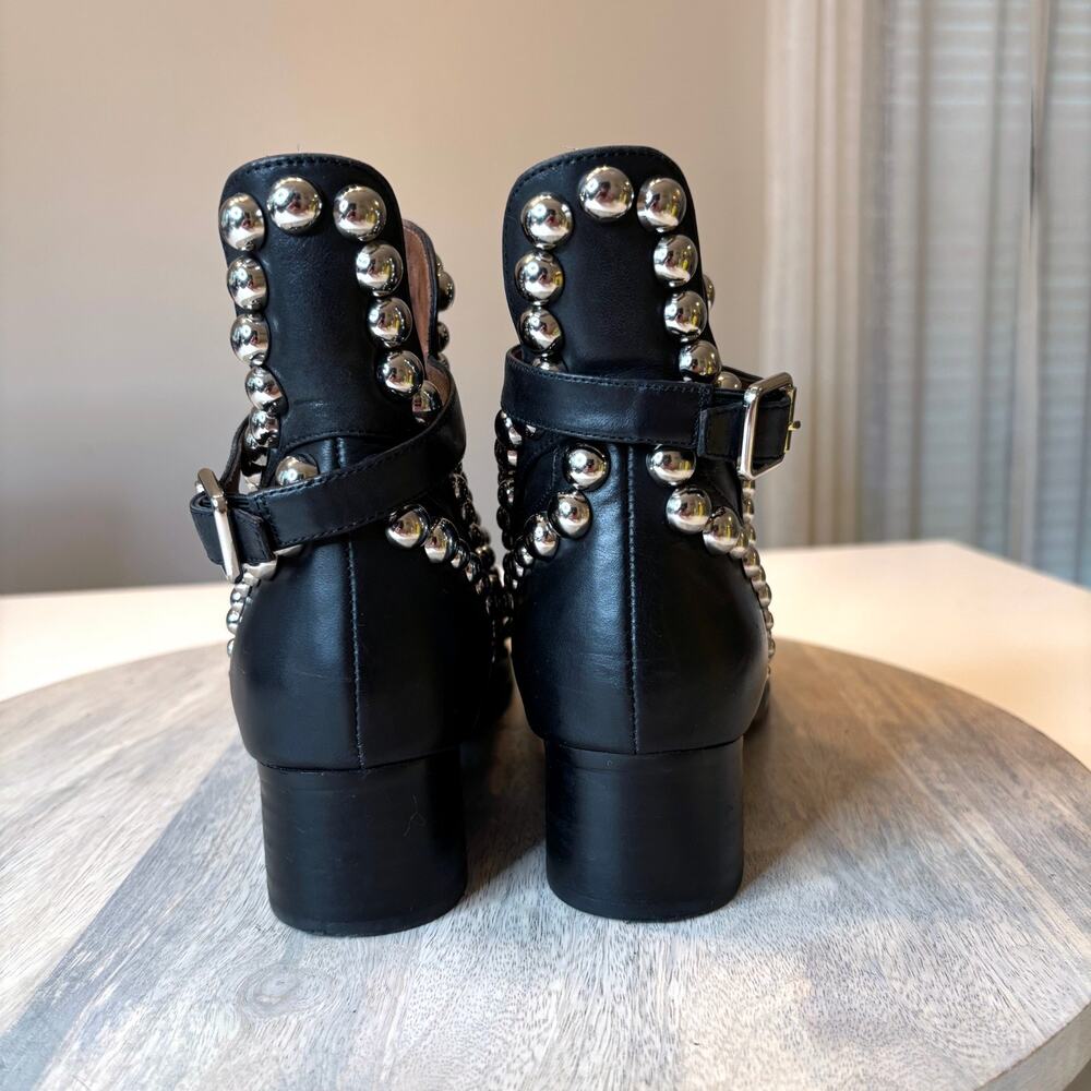 Jeffrey Campbell Rylance Black Leather Studded Ankle Booties Cut Out Size 8.5 - Picture 7 of 11